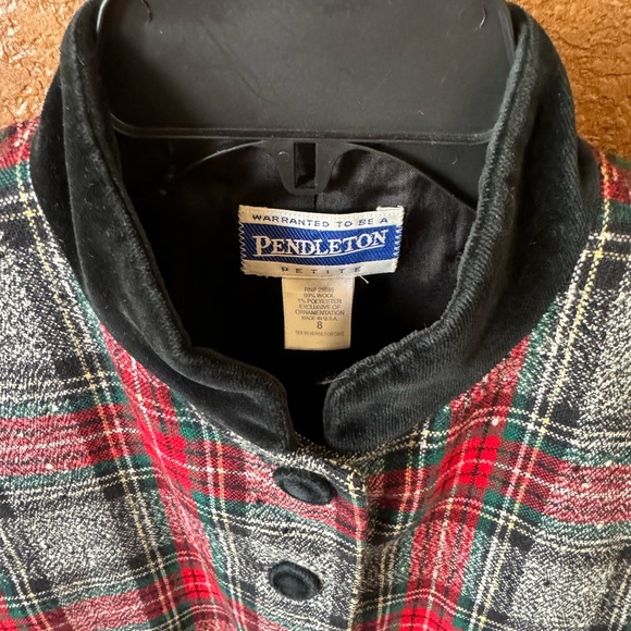 Vintage Pendleton Tartan Plaid & Velvet Wool Blazer Suit Jacket Size 8 - Picture 3 of 5